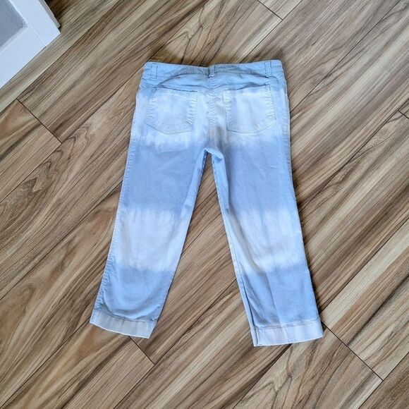 Chloé Glycine Tie Dye Striped Low Rise Boho Capri Jeans in Blue Cloud - Picture 7 of 14